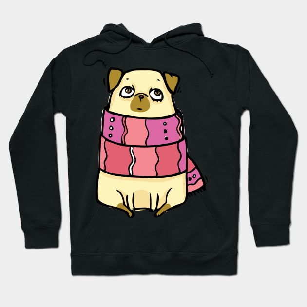 I love Pugs in scarf Hoodie by TeesByKimchi